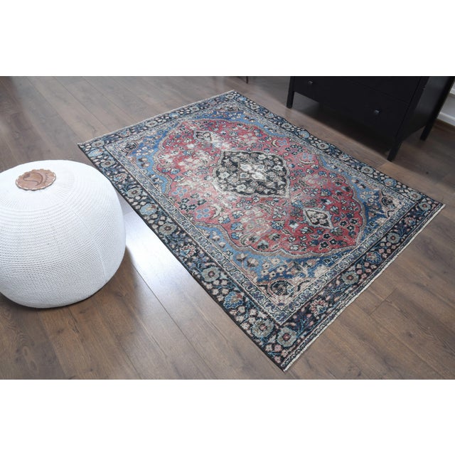 1970s Vintage Persian Handmade Wool Cotton Red Area Rug For Sale - Image 9 of 11