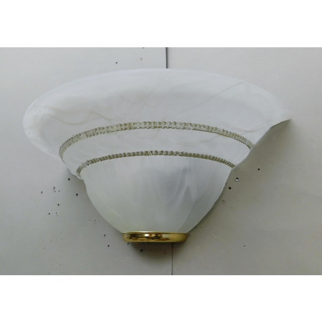 1970s Italian Milky White Uplight Sconces, a Pair For Sale - Image 4 of 9