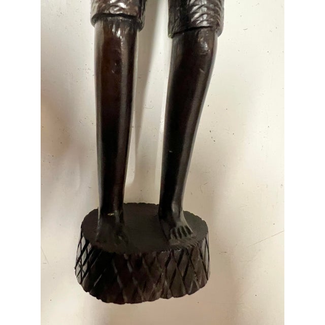 Vintage African Ironwood Statue of a Tribal Man For Sale - Image 4 of 4