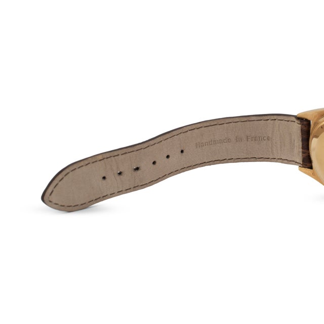 Metal Vintage Rolex Day Date 36mm 18038 Spanish Wood Dial Brown Leather 18k Gold Watch For Sale - Image 7 of 10