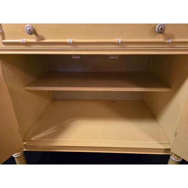 1970s Thomasville Allegro Yellow Faux Bamboo Cabinet, Attributed For Sale - Image 6 of 14
