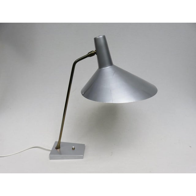 Mid-Century Modern Silvery Gray Brass Table Lamp, 1950s For Sale - Image 3 of 18