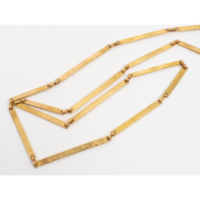 Silver Modernist Brass and Silvered Metal Hieroglyph Ethnic Graffiti Necklace For Sale - Image 8 of 10