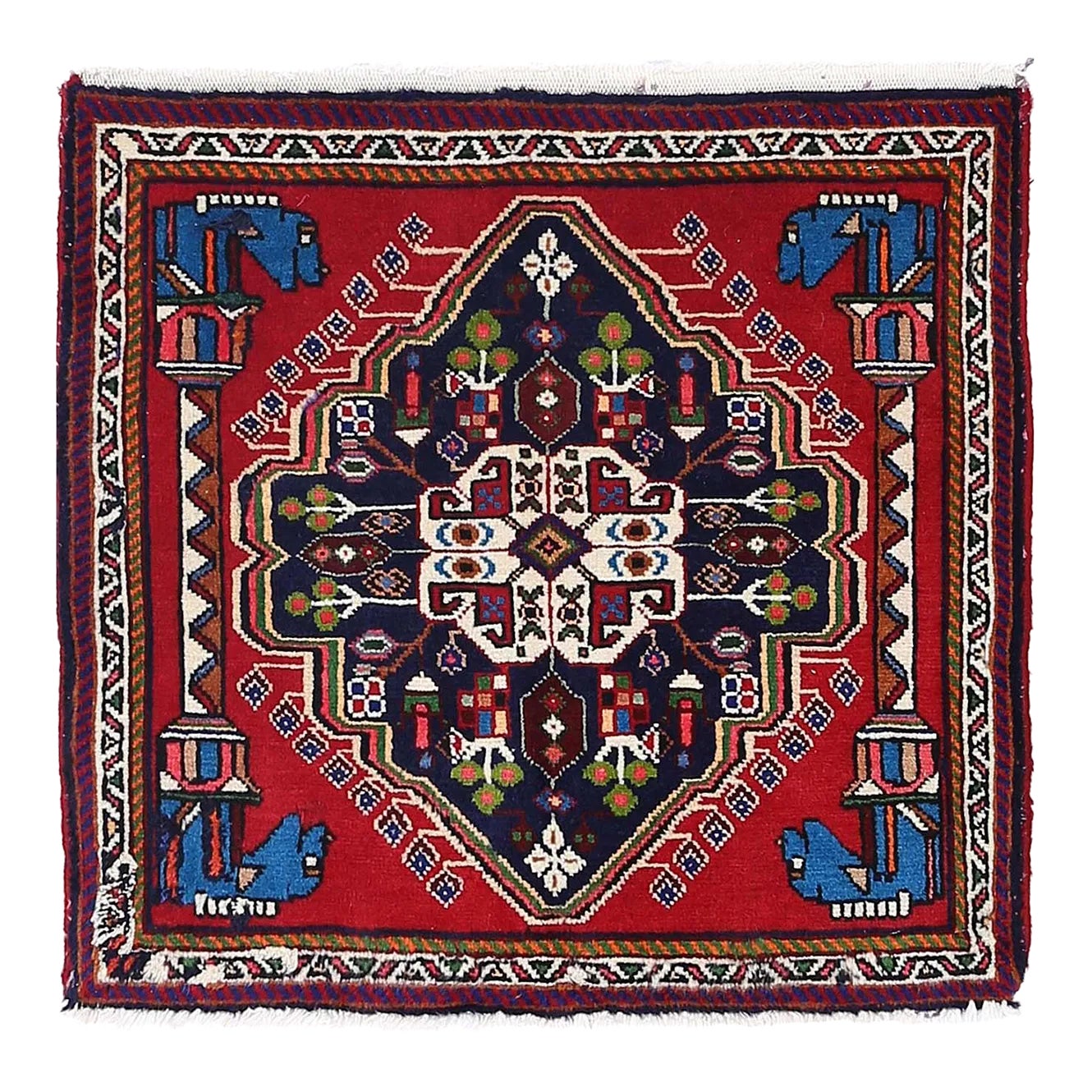Fine Hand Knotted Persian Square Abadeh Rug | Chairish