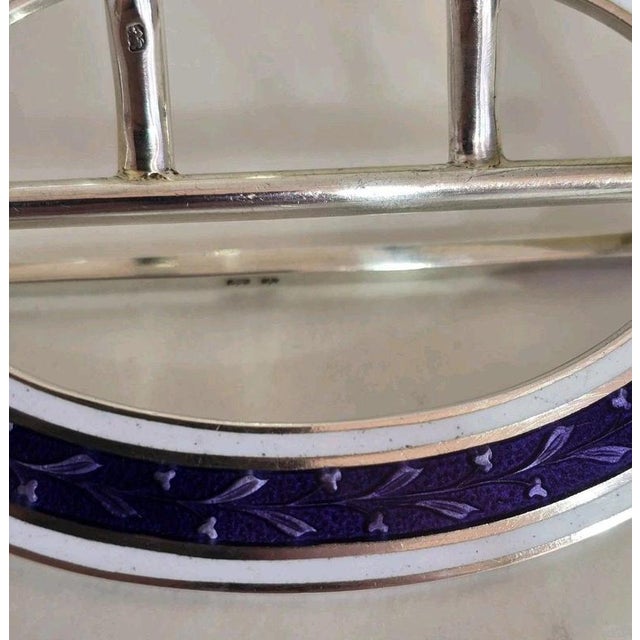 Antique Edwardian Sterling Silver Guilloché Enamel Buckle, 1910 For Sale - Image 12 of 18