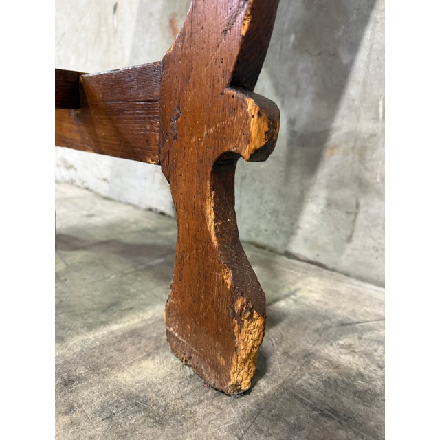 17th/18th C Italian Tuscan Walnut Trestle Table Drawer Primitive Antique For Sale - Image 13 of 16