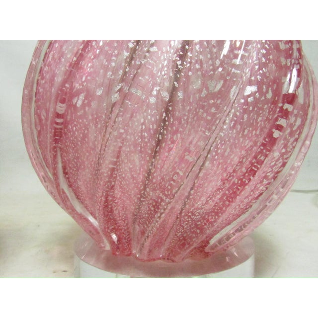 Pair of Vintage Rose Murano Glass Lamps For Sale - Image 13 of 18