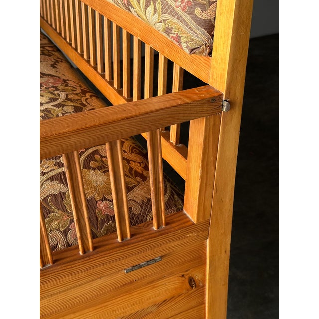 Brown Pine Bench Fold-Out Daybed With Hidden Storage, Central Europe, 19th Century For Sale - Image 8 of 18