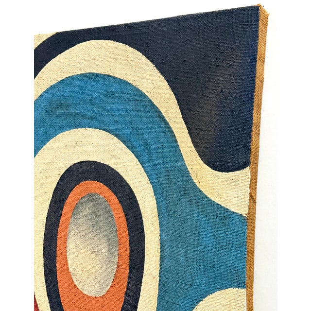 Modern Large Mid Century abstract Oil on Burlap Alexander Calder School, Circa 1950s For Sale - Image 3 of 18