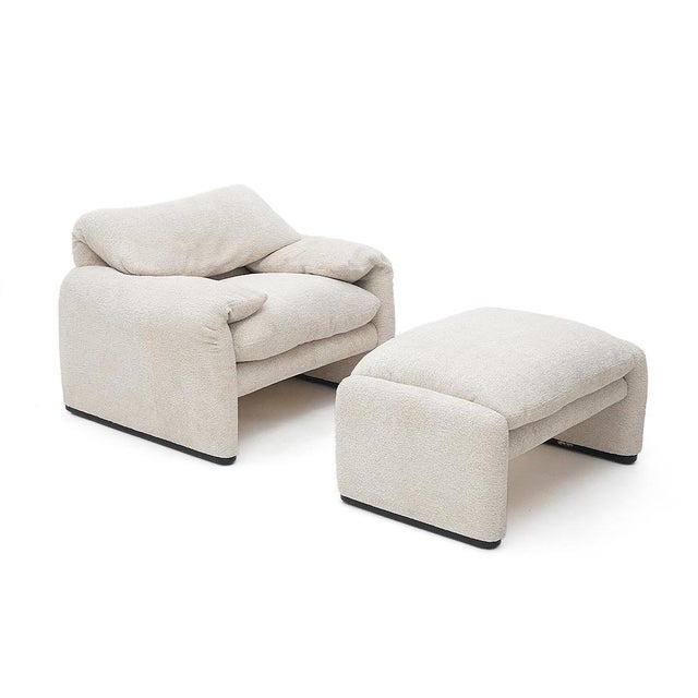 Set of Maralunga Armchair and Ottoman by Vico Magistretti for Cassina, 1970s For Sale - Image 18 of 18