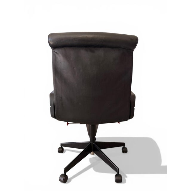 Vintage Black Leather Sapper Office Chair by Richard Sapper for Knoll, 1980s For Sale - Image 3 of 13