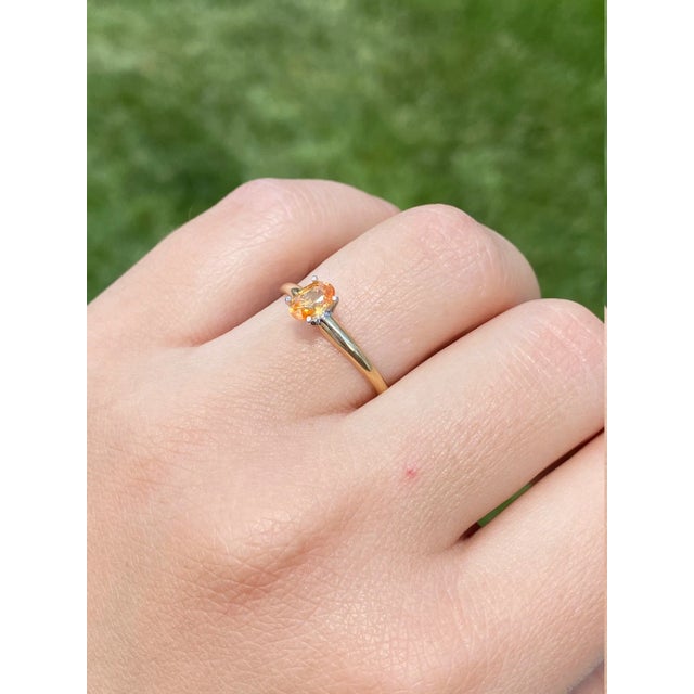 Gold The Azucena: Ladies Engagement Style Ring set with 0.62 CT Mandarine Garnet For Sale - Image 8 of 9