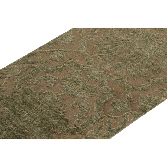 2010s 2010s Rug & Kilim’s European Style Runner in Beige With Green Floral Patterns For Sale - Image 5 of 7