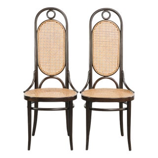 Vintage Long John Webbing Dining Chairs from Thonet, Set of 2 For Sale