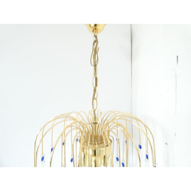 Mid-Century Murano Waterfall Chandelier in Brass and Glass For Sale - Image 3 of 7