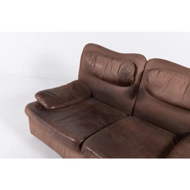 Vintage Aniline Leather 2 Seater Sofa, 1970s For Sale - Image 4 of 14
