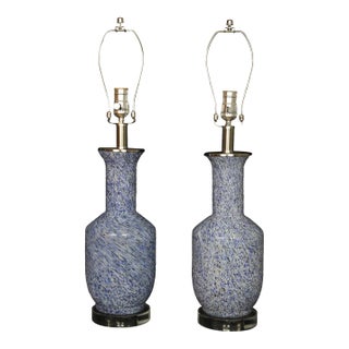 Mid 20th Century Seguso Style "Tweed" Murano Lamps. For Sale