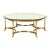 LaBarge Hollywood Regency Brass and Glass Hooved Feet Cocktail Table, Circa 1960s For Sale