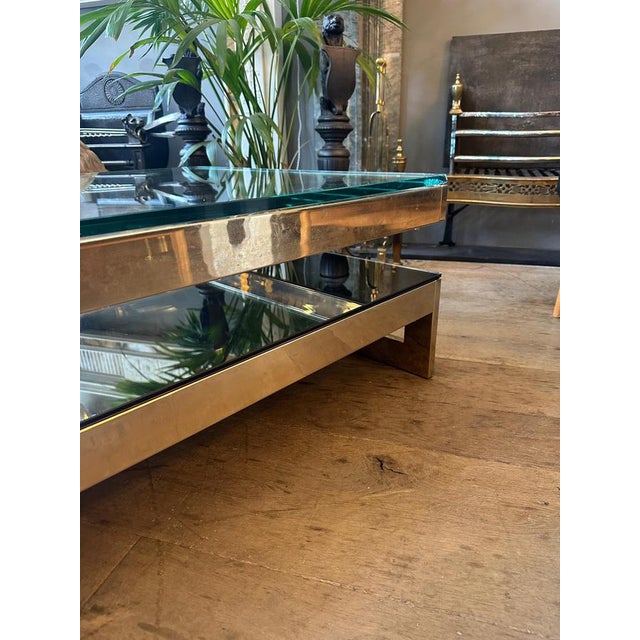 Gold Vintage Gold Plated Two-Tier Coffee Table from Belgo Chrome, 1980 For Sale - Image 8 of 18