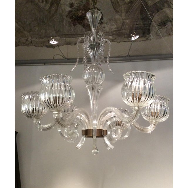 Murano Glass 6-Light Chandelier, 1940s For Sale - Image 6 of 17
