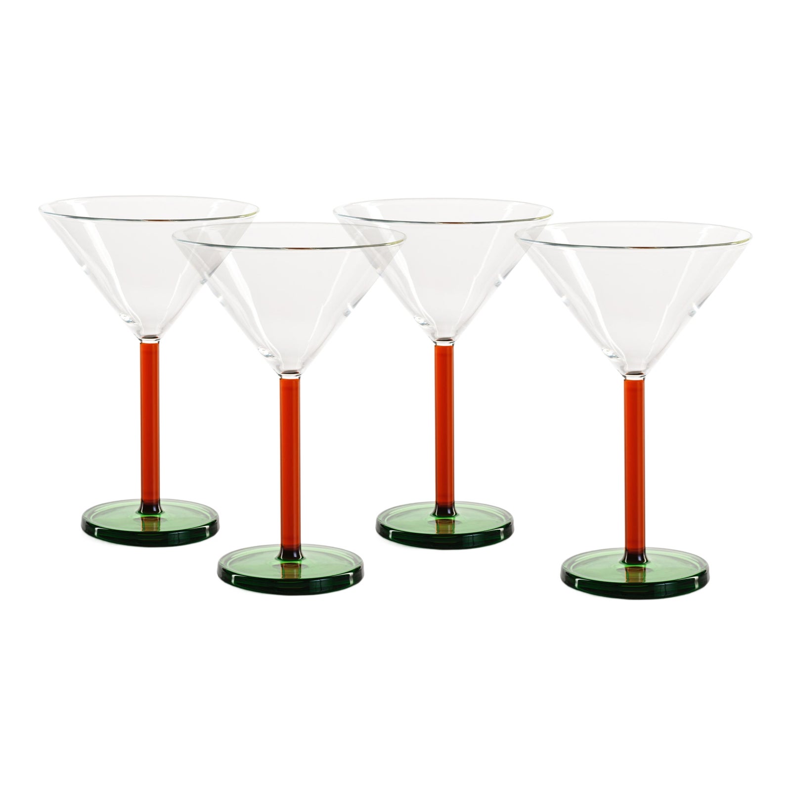 Glass Venice Martini Set of 4, Violet & Pink