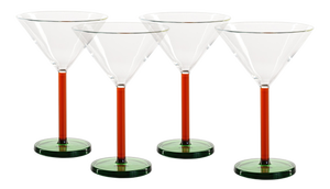 Vireo 4-Piece Martini Glass Set, Amber & Green