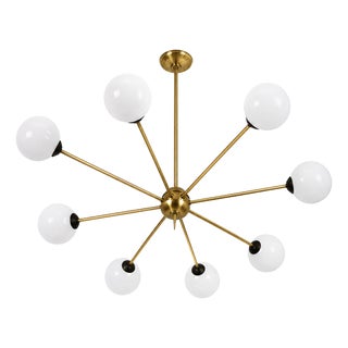 Brass, Metal and Glass Chandelier from Stilnovo, 1960s For Sale