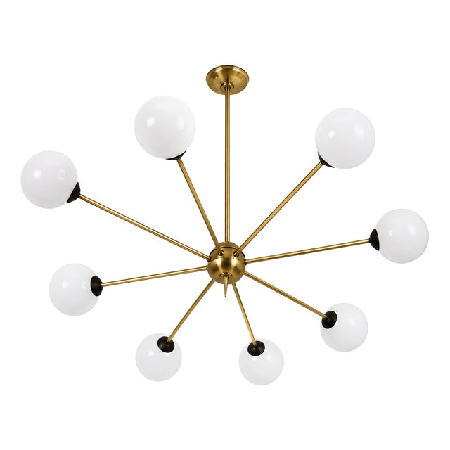 Brass, Metal and Glass Chandelier from Stilnovo, 1960s For Sale