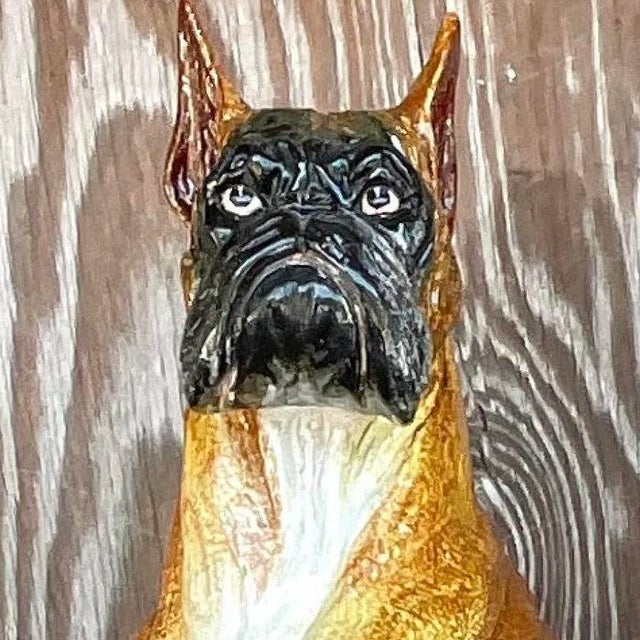 Vintage Boho Italian Glazed Ceramic Boxer For Sale In West Palm - Image 6 of 13