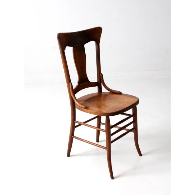 Brown Antique Splat Back Dining Chair For Sale - Image 8 of 12