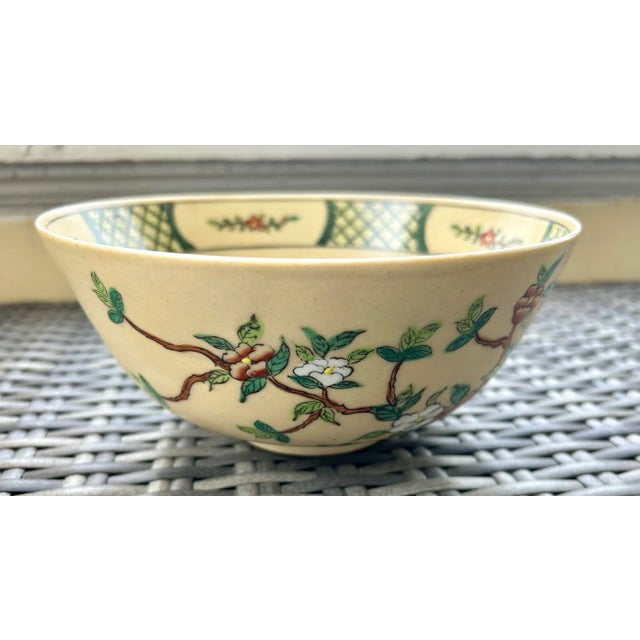 Green Chinese Chinoiserie Apple Blossom Bowl For Sale - Image 8 of 10
