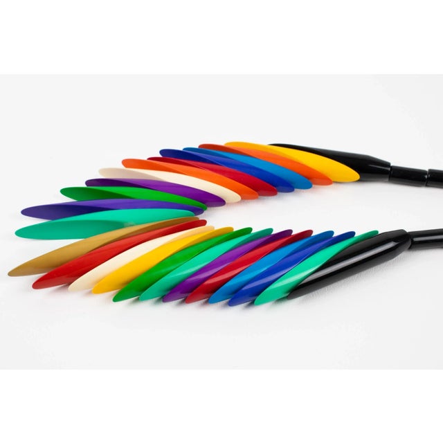 Modern Isadora Paris Art Deco Revival Multicolor Galalith Choker Necklace For Sale - Image 3 of 11