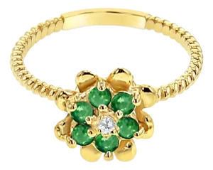 Emerald Tulip Ring 14k Yellow Gold, Size 3