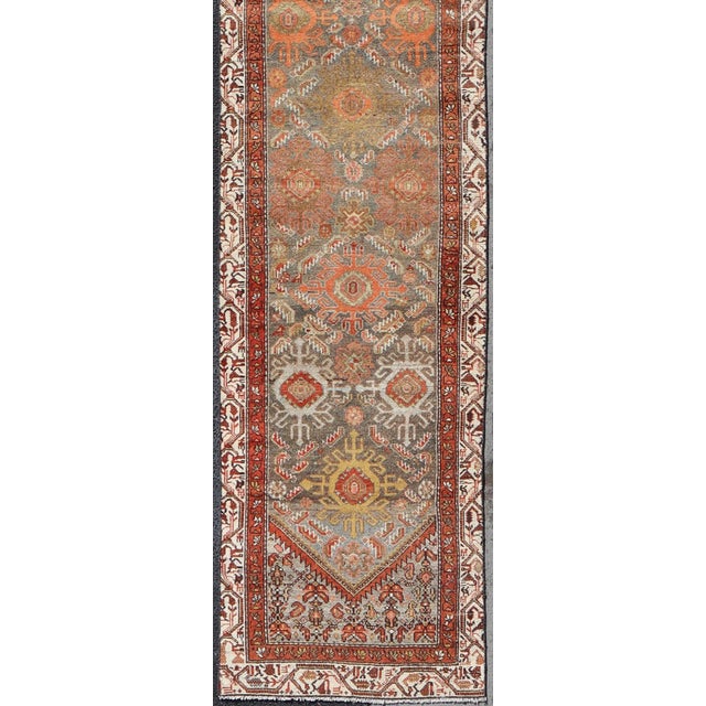 Antique Persian Hamadan Long Runner in Brown, Gray and Earth Tones 2'6 X 16'3 For Sale - Image 4 of 14