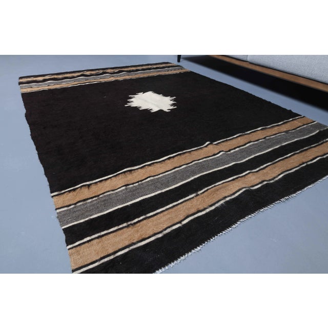 Brown Vintage Turkish Hand-Knotted Wool Cotton Brown Kilim Area Rug For Sale - Image 8 of 11