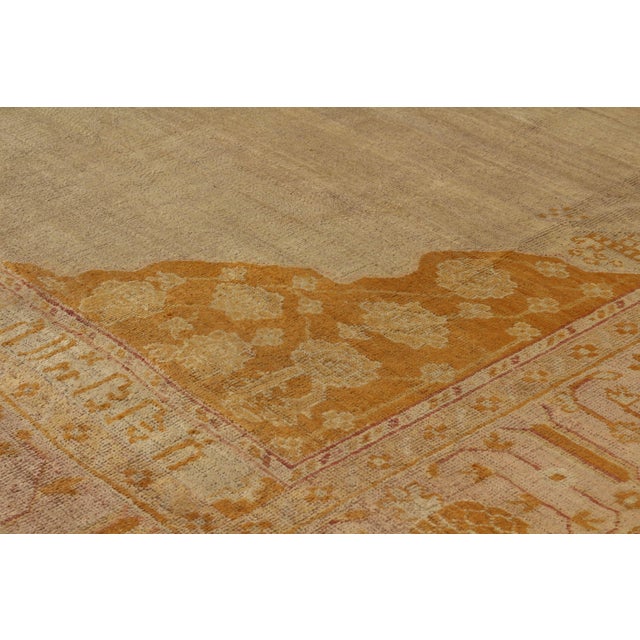 Rug & Kilim Antique Oushak Beige and Gold Wool Rug For Sale - Image 4 of 6
