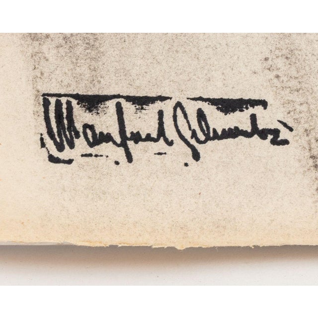 Figurative Manfred Schwartz Portrait of Man Charcoal on Paper For Sale - Image 3 of 4