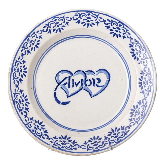 Talking Plate in Earthenware from Coimbra or Alcobaça For Sale