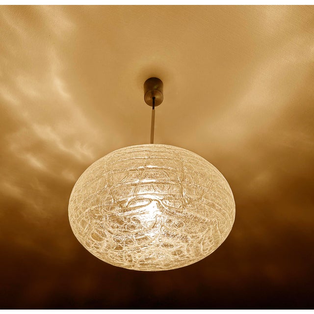 Silver Vintage Murano Glass Pendant Light by Doria, 1970s For Sale - Image 8 of 17