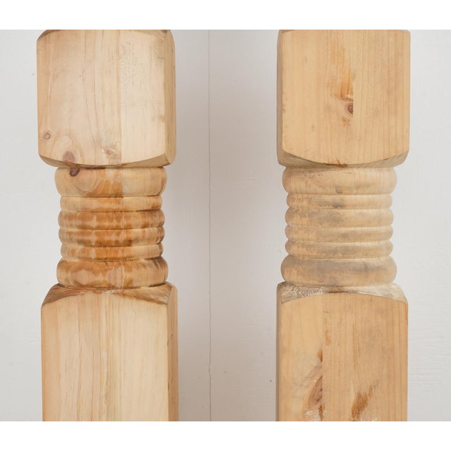 Late 20th Century Late 20th Century Pair of Unfinished Wood Newel Posts 5.5 X 45.5 In. For Sale - Image 5 of 10