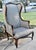 French Country Vintage Carved Oak Country French High Back Wing Chair For Sale - Image 3 of 13