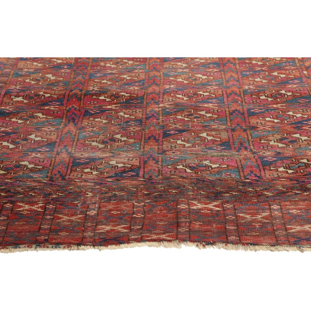 1890's Antique Turkoman Tekke Rug - 03'06 X 04'03 For Sale - Image 4 of 9