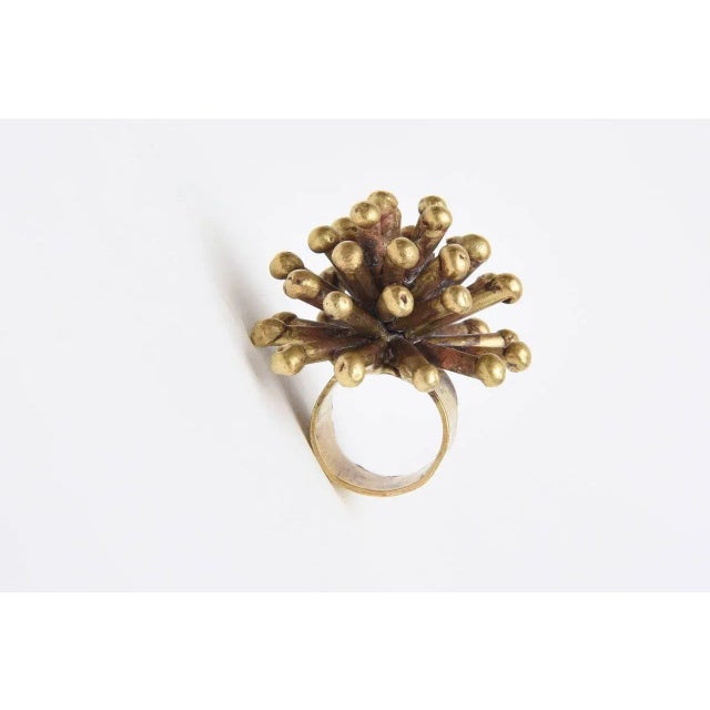 Vintage Bronze Studio Sputnik Starburst Sculptural Ring Attributed to Pal Kepenes Size 4.75 For Sale - Image 4 of 8