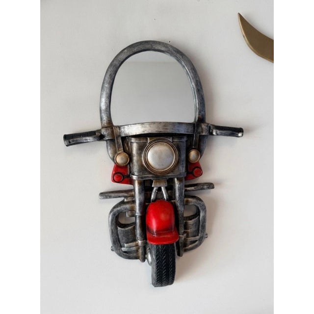 Glass Vintage Motorcycle Front End Mirror For Sale - Image 7 of 7