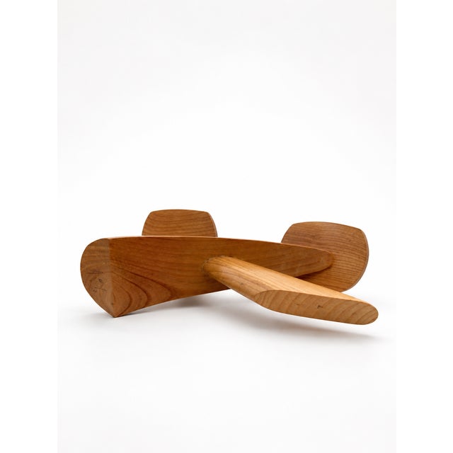 Wood Mid-Century Modern Biomorphic Boomerang Wood Double Flame Candlestick, 1950s For Sale - Image 7 of 10