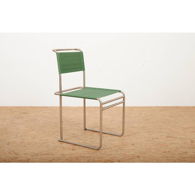 Metal B5 / B40 Chair in Chrome-Plated Tubular Steel with Green Fabric Seat by Marcel Breuer for Tecta, 1980s For Sale - Image 7 of 14