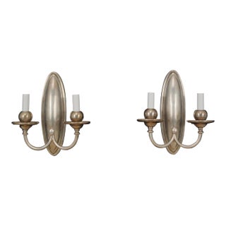 Antique Bradley & Hubbard Silvered Brass Wall Sconces - a Pair For Sale