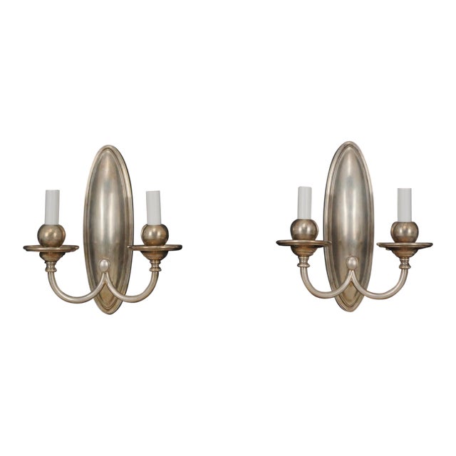 Antique Bradley & Hubbard Silvered Brass Wall Sconces - a Pair For Sale