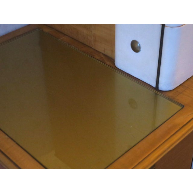 Brown Art Deco Sideboard in Maple with Leather and Art Glass by Laszlo Hoenig, 1940s For Sale - Image 8 of 15
