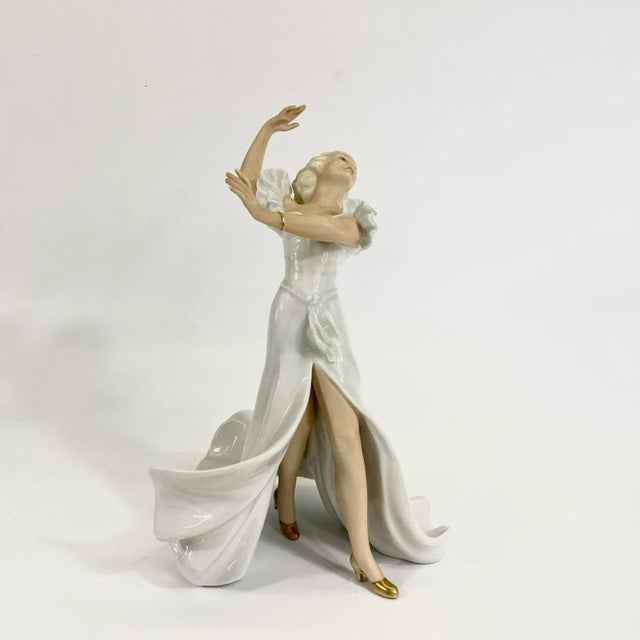 White Goebel West Germany Porcelain Figurine of Dancing Woman For Sale - Image 8 of 8